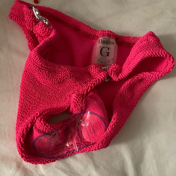 NWT Hunza g nicole embellished crinkle bikini in hot pinkl - Picture 9 of 9